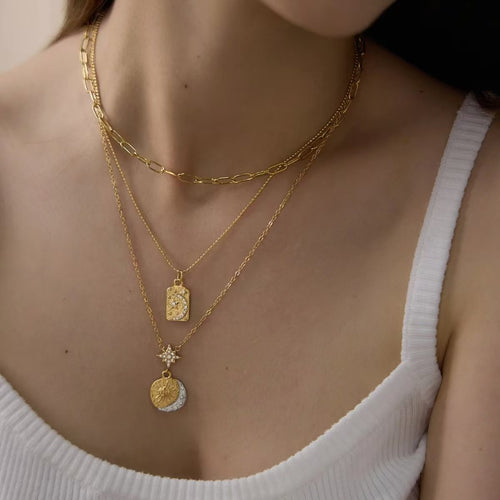 TRENDY CELESTIAL STAR MOON PENDANT NECKLACES