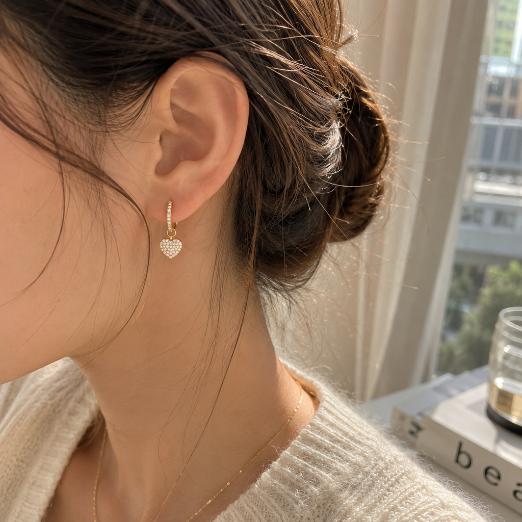 TRENDY HEART DROP EARRINGS